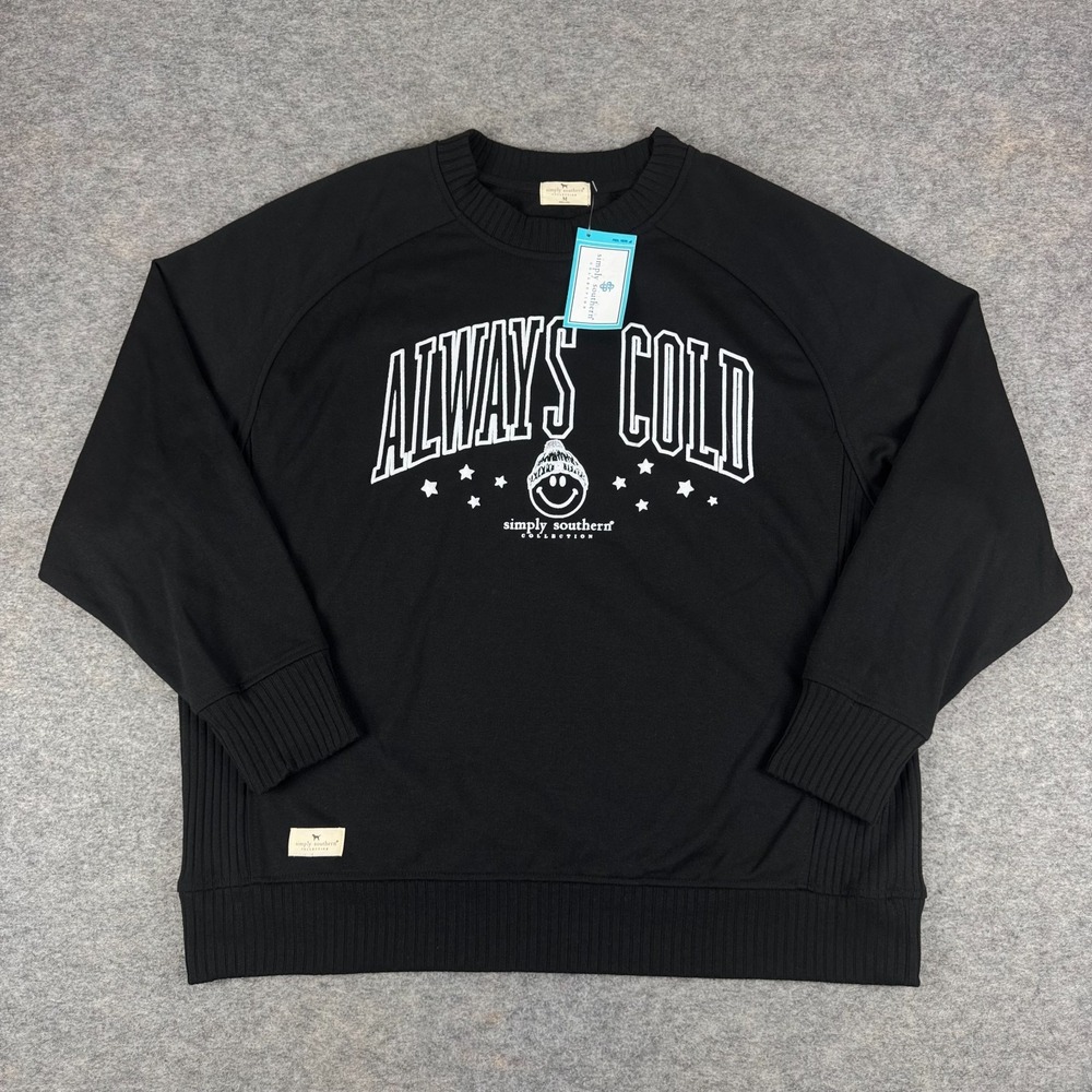 Simply Southern Sweatshirt Always Cold Polyester Black Womens Medium M